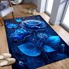 Blue Rose & Butterfly Non-Slip Area Rug - Soft Washable Mat for Living Room Hallway Bathroom Decor, Floral Floor Cushion