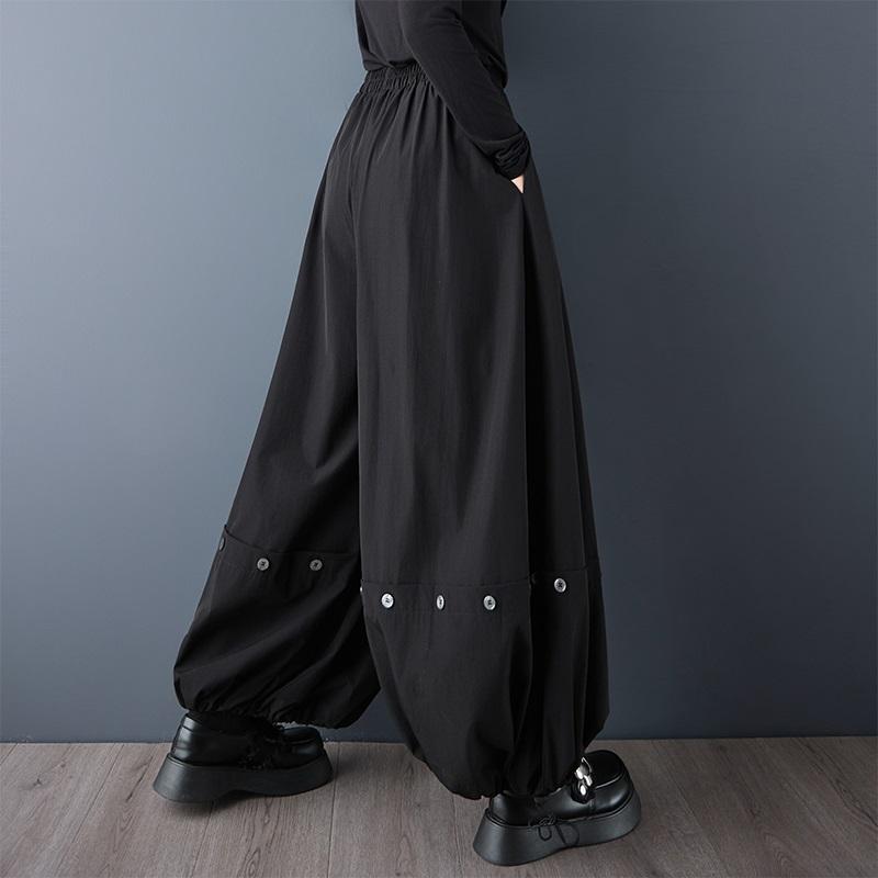 Černé nadměrné velikosti Vintage s vysokým pasem Ležérní volné dlouhé Jaro podzim široké nohavice Dámské kalhoty