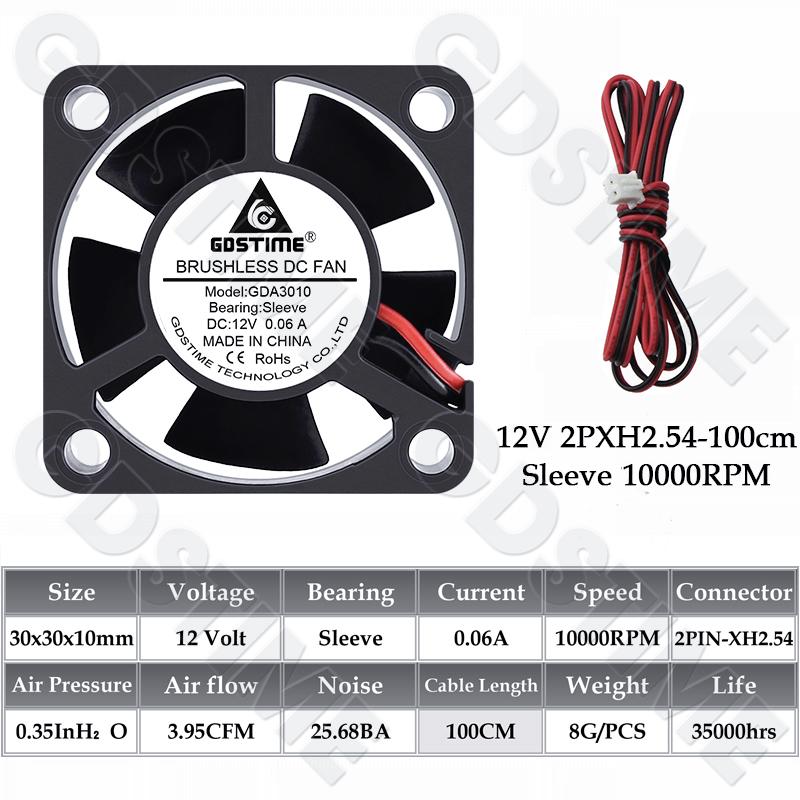GDSTIME 3010 Fan 24V Ball Bearings Brushless Fan 30x10MM 12V 5V Cooling Fan 30MM Micro Fan for Car Lamp,3D Printer Part Cooling Fuel Injectors 6