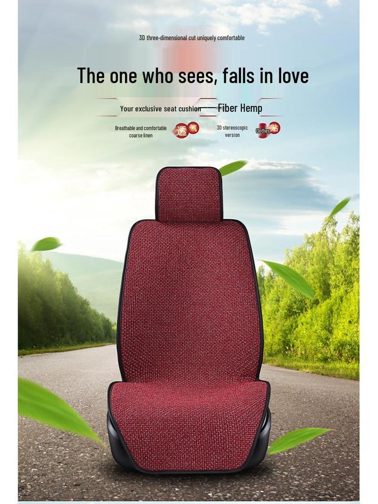 All-Season Non-Slip Linen Car Seat Cushion Set: Breathable, Comfortable & Semi-Wrap Design