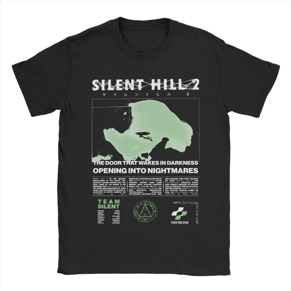 Silent Hill Horror Game Printed Pure Cotton Tshirt Trendy Retro Dark Thriller Style Personalized Wearing Pure Cotton Tee Unisex