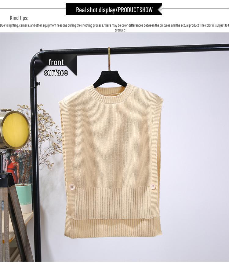 Women's Round Neck Sleeveless Knit Wool Vest - Korean Style Spring/Autumn Thin Cardigan In Solid Colors