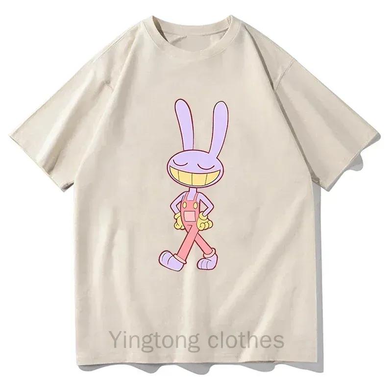 The Amazing Digital Circus Pure Cotton T Shirts Merch Anime T-Shirt Unisex Short Sleeved T Shirt Casual Summer Tops Tees Clothes XS бежевый