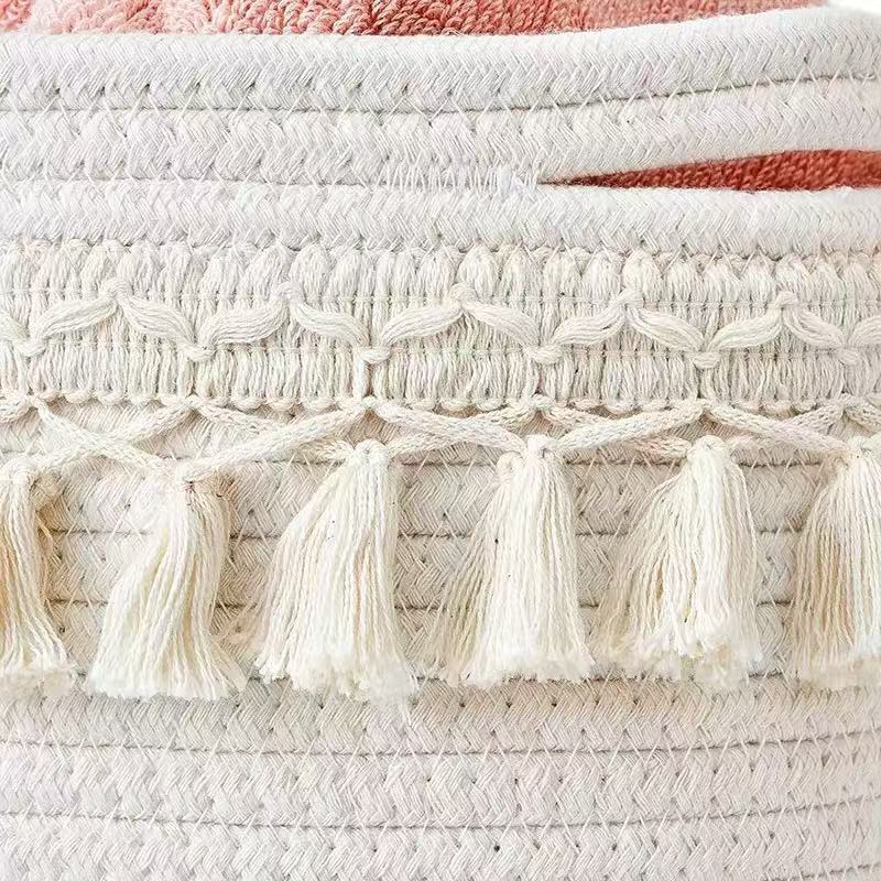 Cotton Rope Storage Basket With Handles For Home Organization And Laundry