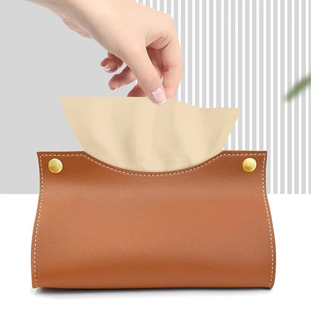 Simple PU Leather Tissue Box Waterproof Foldable Napkin Holder Multi-purpose Large Kitchen Storage Paper Box Living Room Kitchen