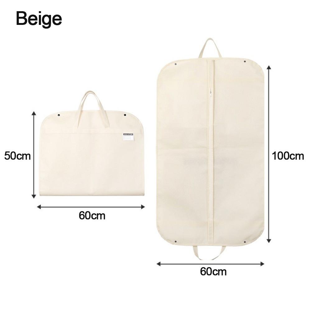 Foldable Garment Bag Portable Solid Color Suit Storage Bag Non-woven Clothing Storage Dustproof Cover Hanging Closet for Travel