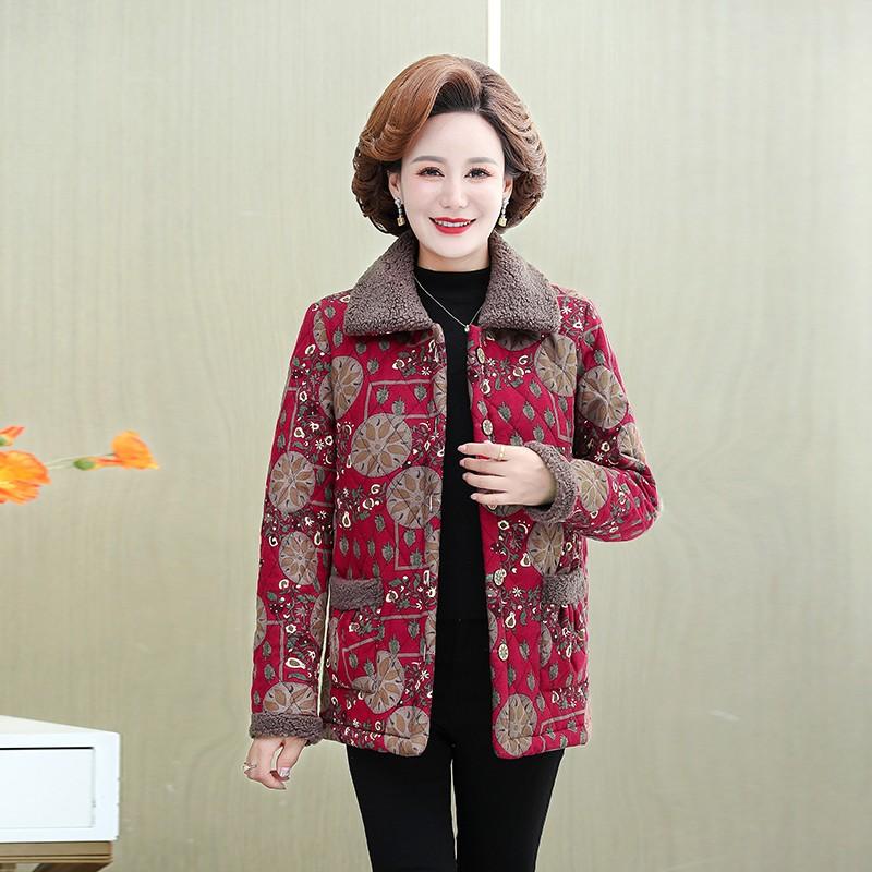 Madre Inverno Vestiti di Cotone Peluche Spesso Caldo Cappotto Imbottito Madre di Mezza Età Casual Parka Giacca Nonna Anziana
