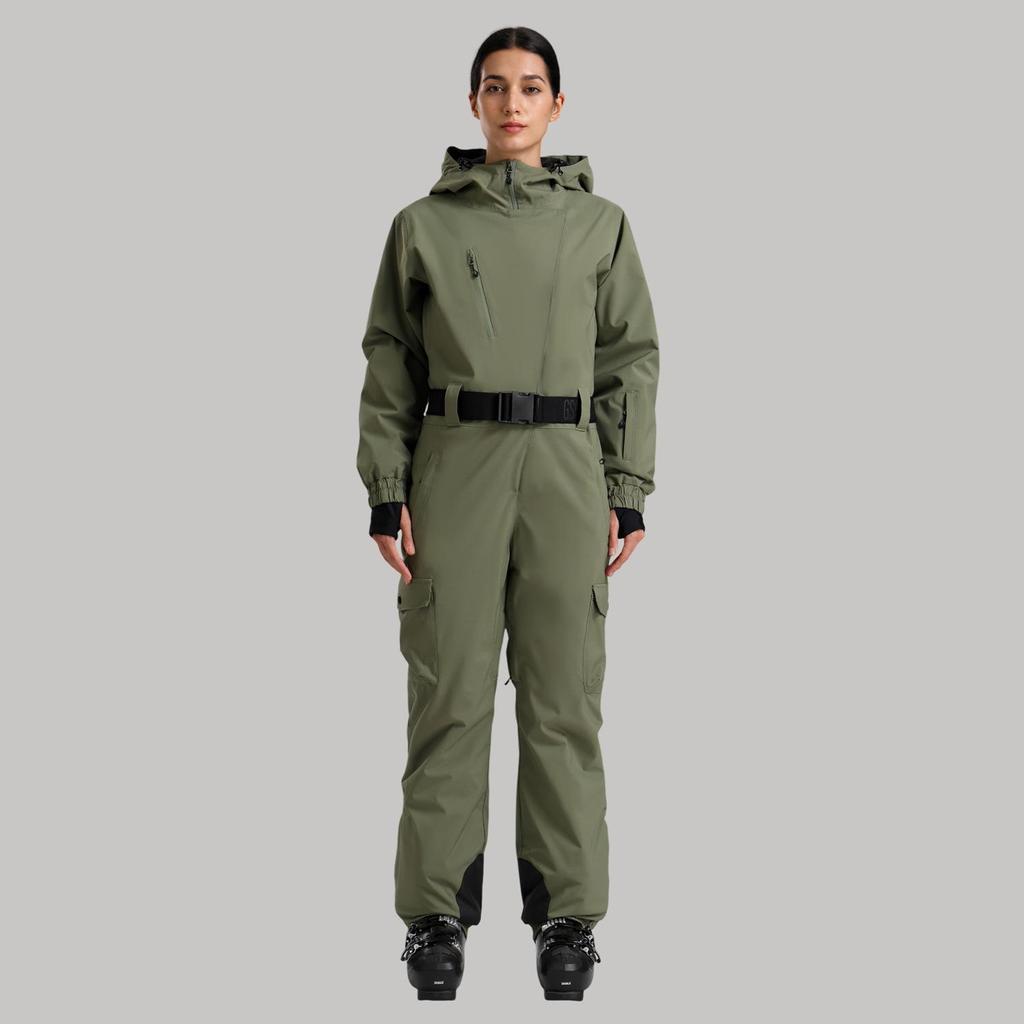 Traje de Esqui Profissional Impermeável para Mulheres com Dupla Camada - Conjunto Outdoor Espesso e Quente de Cor Sólida