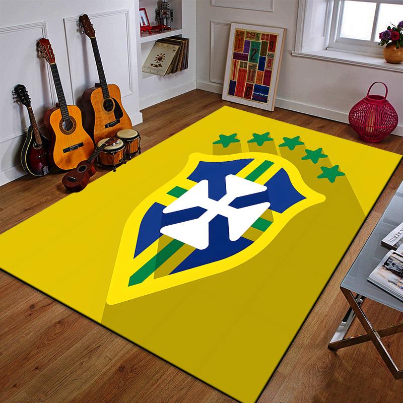 Brazil Football Crest Design Patterned carpet a non slip rug suitable for all seasons and any setting, gift