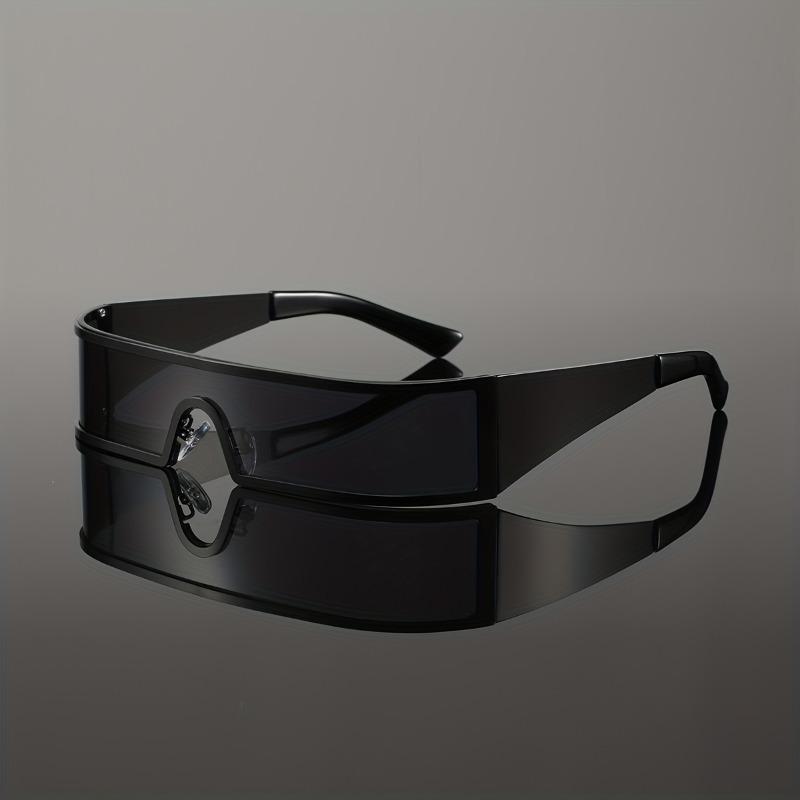 Non-polarized Vintage Trendy Design Small Frame Punk One-Piece Women Men Sunglasses Metal Frame Outdoor Driving Men Sun Eyeglasses