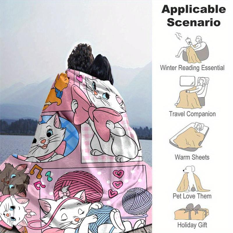 1pc. Cute Marie Cartoon Cat Design Blanket, Seasonal Universal, Home Decoration, Throw Blanket, Cartoon Blankets, Soft Flannel Throw Blanket