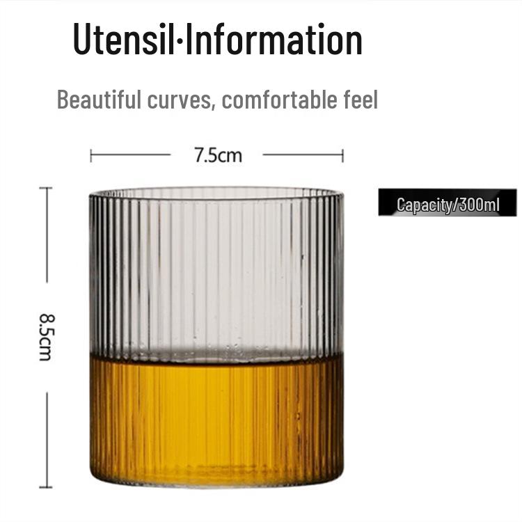 Nordic Vertical Stripe Heat-Resistant Transparent Glass Cup 201-300ml