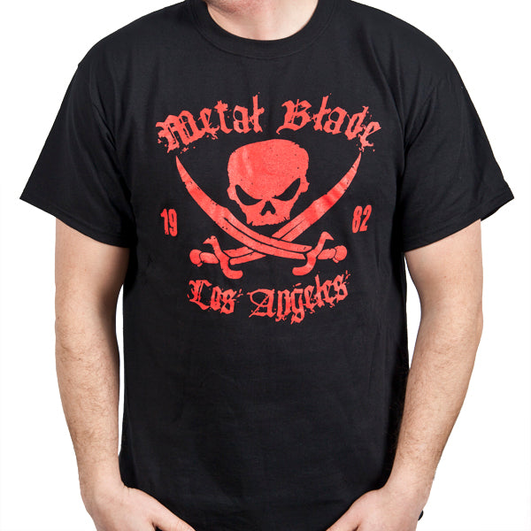 Maglietta Morbida in Cotone con Logo Geometrico Metal Blade Records Traspirante 100% Cotone Unisex Top Casual per Fan del Metal