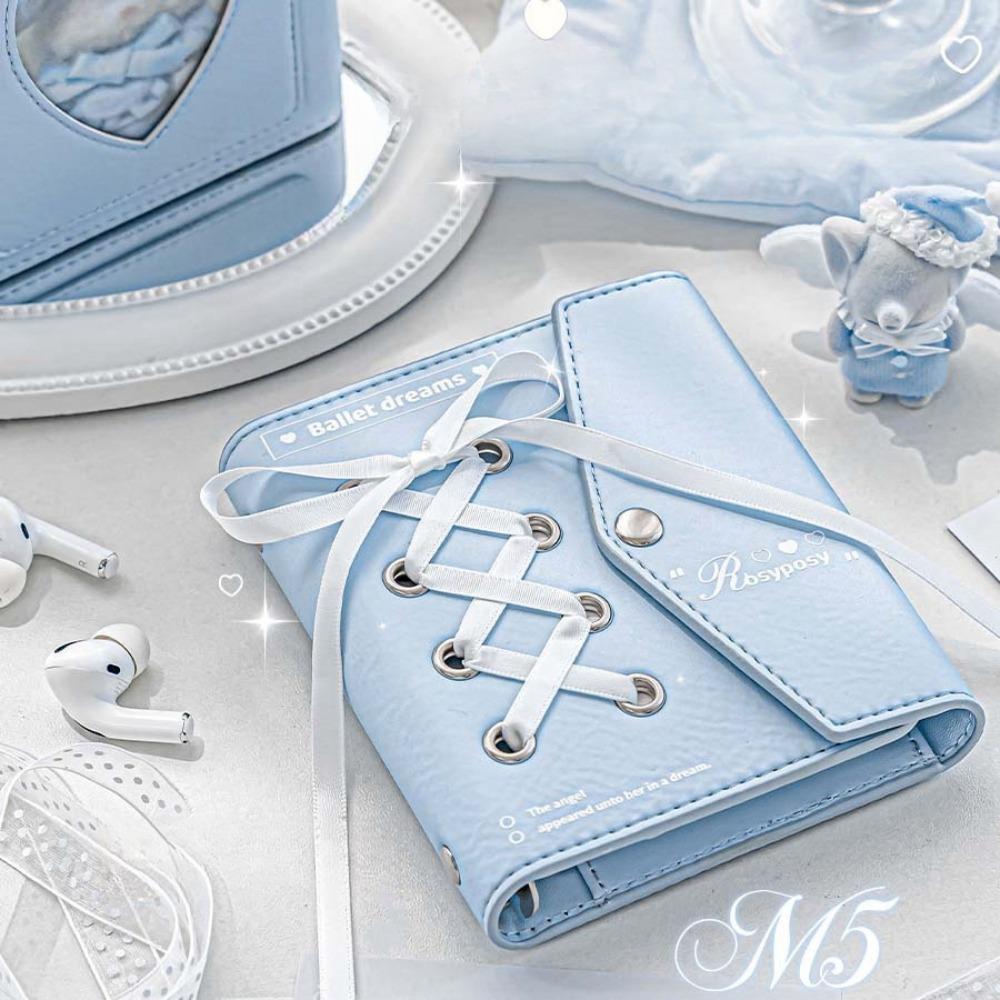 Sketchbook Balletcore Book PU Leahter Ribbon Notebook Note Paper Bow Pocket Book  Study