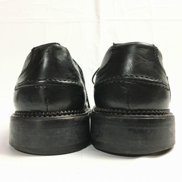 80s-90s? Vintage/MEZLAN Square Toe U-Tip Business Shoes Black size 8 Platinum Model Men's(USED)