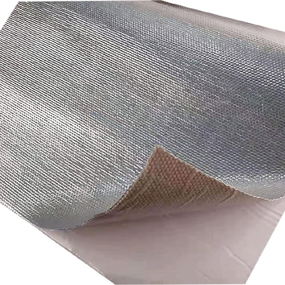 12'' X 48''Aluminized Heat Shield Mat Thermal Barrier Adhesive Backed Heat Blanket, Fiberglass Ulation Reflective Material High Temp Protection