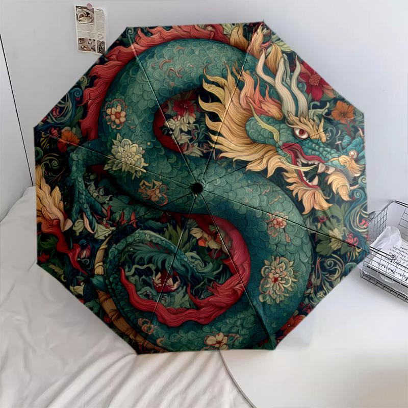 

Beautiful Dragon pattern, automatic folding umbrella, portable and foldable design, 8 ribs, a Christmas or birthday gift.