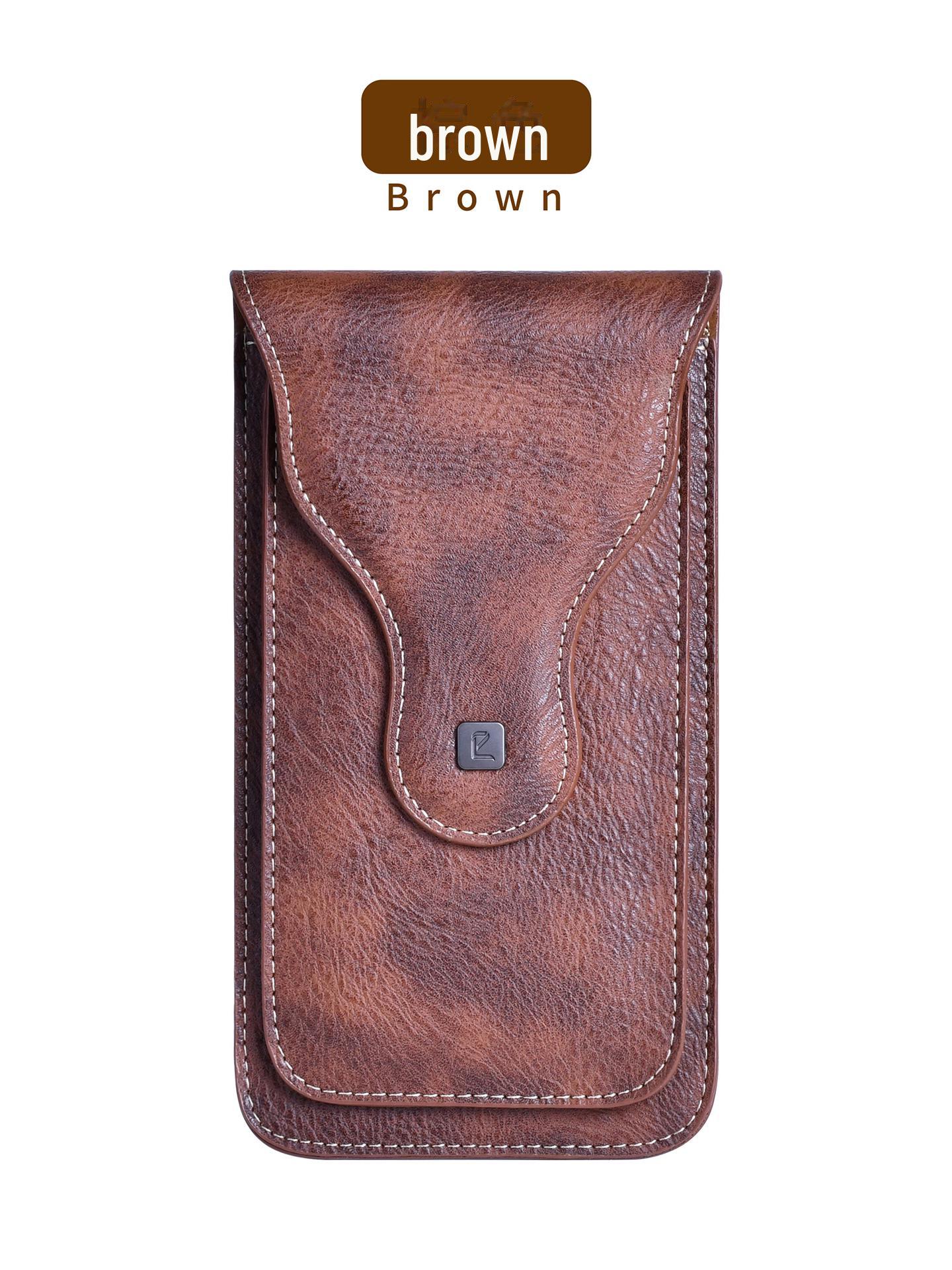 

Мужская двухслойная наружная сумка на пояс для мобильного телефона из искусственной кожи Below 6.5 inches коричневый