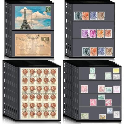 20 feuilles de pages de timbres pour classeur d'album de timbres 1/2/3/4 poches pour collectionneurs de timbres-poste, fournitures de collecte de timbres-poste, livre d'affichage pour collectionneurs de timbres