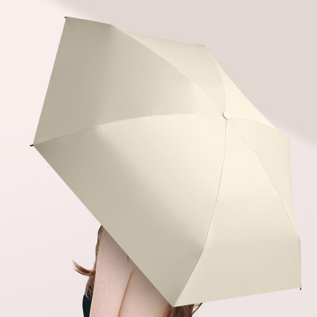 Sun Rain Folding Umbrella 5 Folding 6 Ribs Vinyl Mini Foldable UV Blocking Umbrella for Travel