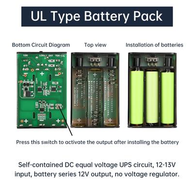 DC 12V Mobile Power Cases Wiederaufladbarer Gleichspannungs-USV-Akkupack 3*18650 Kein Löten DIY-Kit Schutzvorrichtung DC-Halter 5,5*2,1mm