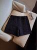 Damen Schwarze Woll-A-Linien-Shorts - 2024 Herbst/Winter Lässiger Weitbein-Stil