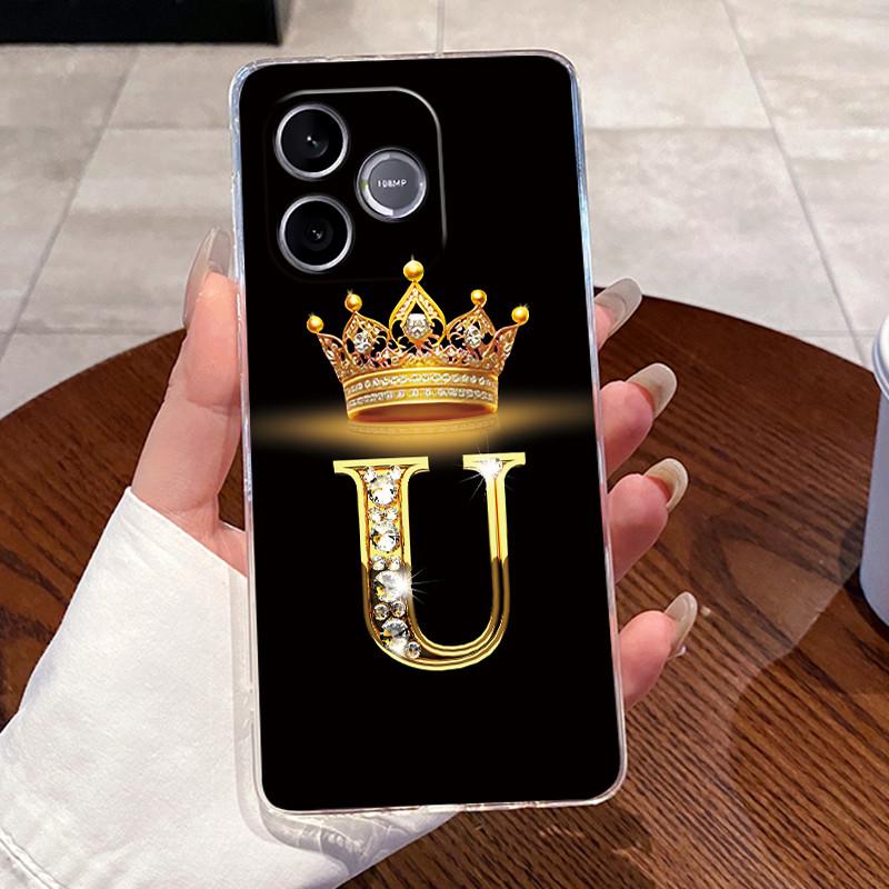 Shockproof Phone Case For Honor 600 Lite 5G/500 Smart 5G Transparent TPU Soft Casing Exclusive Lucky Letter Crown Couple Shell
