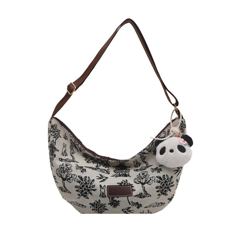 Bags Women's Portable Underarm Casual Pillow Bag 2025 New Autumn Denim Bag Bow Embroidery Bag