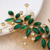 Hair Jewelry Wedding Bridal Hair Comb Handmade Headdress Green Crystal Alloy Hedwear for Festival Wedding Party Head Decor