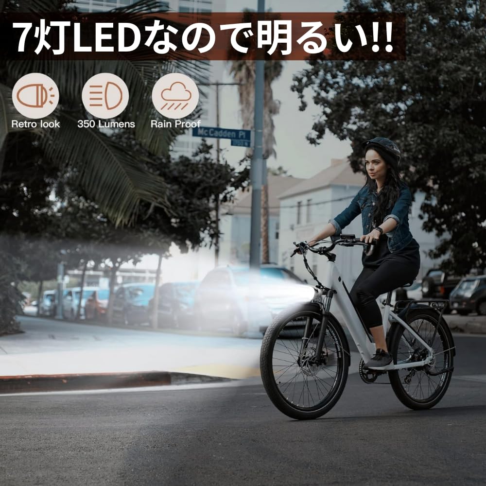 PLEAVIT LED Bicycle Retro Front Black Bullet-Shaped Light, 7-Light Headlight, Light, Battery-Operated,