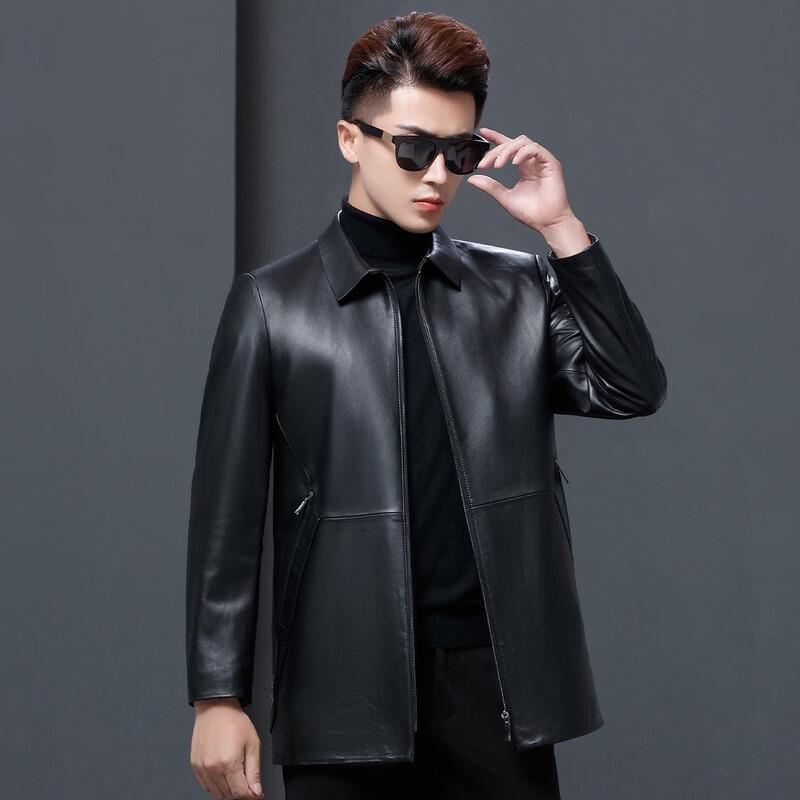 Men's Genuine Sheepskin Leather Windproof Lapel Jacket