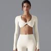 Sexy Chest Long Sleeved Yoga Nude Quick Drying Tight Fitting Sports T-Shirt Casual Running Fitness Top For Women