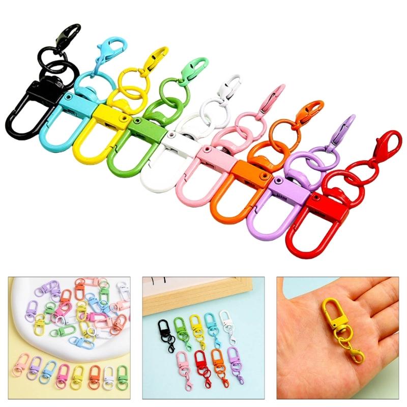 9Pcs U Shaped Rotating Lobster Clasp for Keychain and Accessories Jewelry Kits Fashionable Purse Clip Bags Pendants