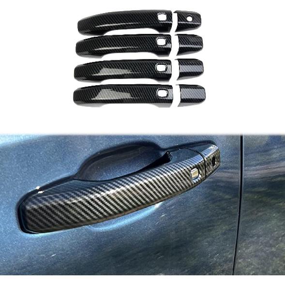 

Carbon Fiber Style Side Door Handles Trim Cover for 2019-2026 GMC Sierra/Chevrolet Silverado 1500 2500 3500HD (with Front Door Buttons) for 4-doors buttons