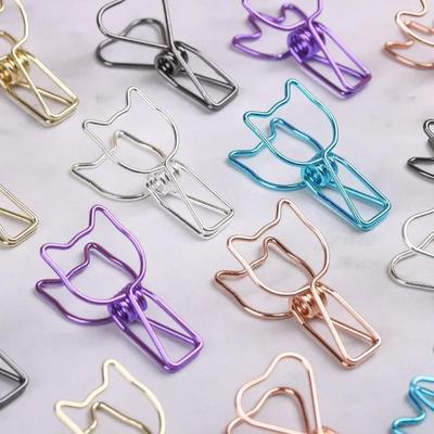 6 Stück/Set Ausgehöhltes Design Metall Binder Clip Langer Schwanz Büro Handbuch Ordner Papier Organizer Schreibwaren Fisch