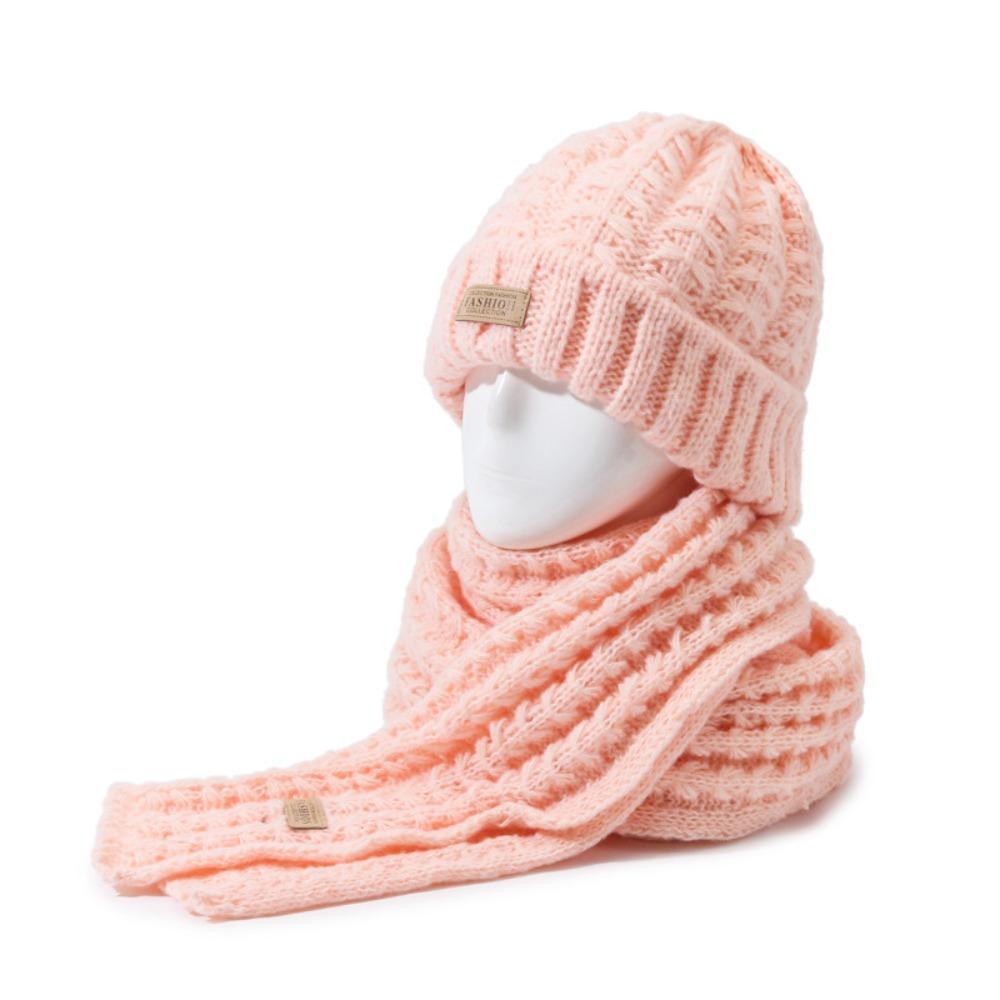 2Pcs Korean Style Neck Guard Hat Set Thicken Warm Scarf Trendy Knitted Hat Scarf  Winter Autumn