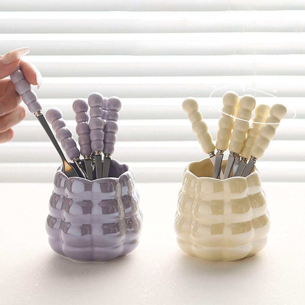 Creative Fruit Fork and Spoon Set Candy Color Coffee Dessert Spoon Ceramic Storage Tank Watermelon