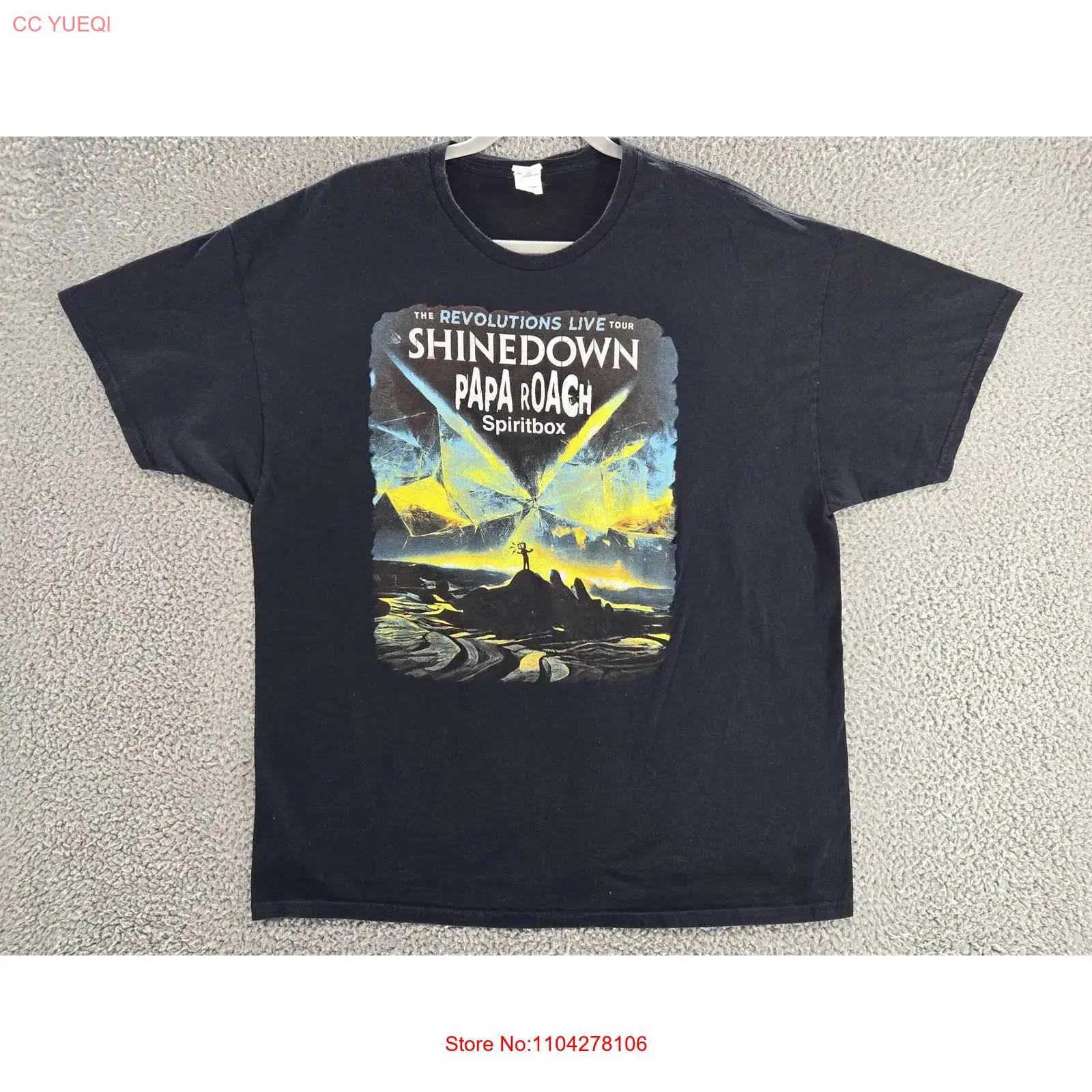 

Shinedown Papa Roach T Shirt Mens 2XL Spiritbox Black 2023 Tour Band Rock vintage Washed Stretched designer clothes Slightly S разноцветный