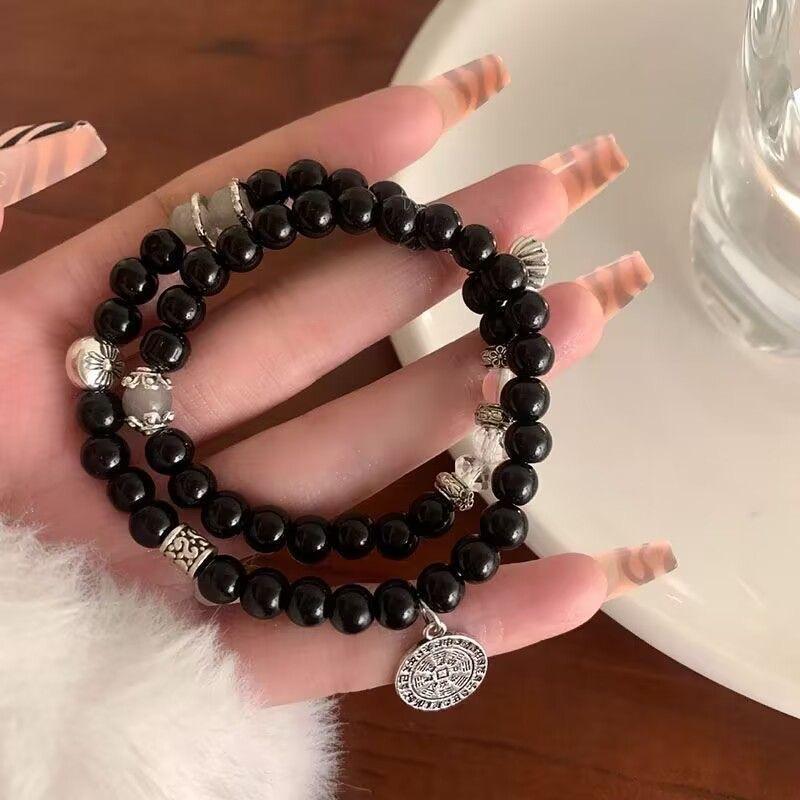 New Chinese-style Mountain Ghost Flower Beaded Double-layer Bracelet Women's National Style Retro 2025 New Bracelet Personalized Versatile Jewelry