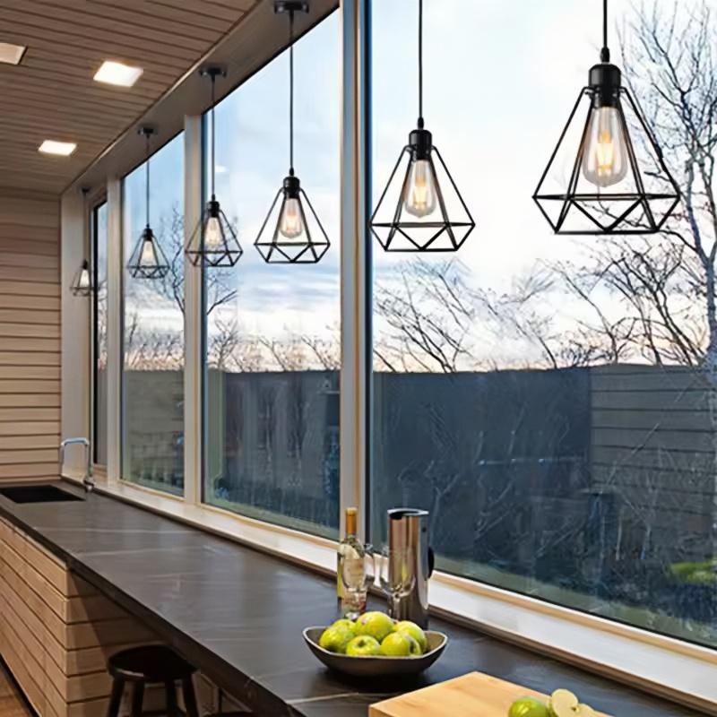 Retro Industrial Ceiling Lampshade Metal Wire Lamp Guard Cage Frame Shade Cover DIY Accessories Decoration Home Restaurant Light
