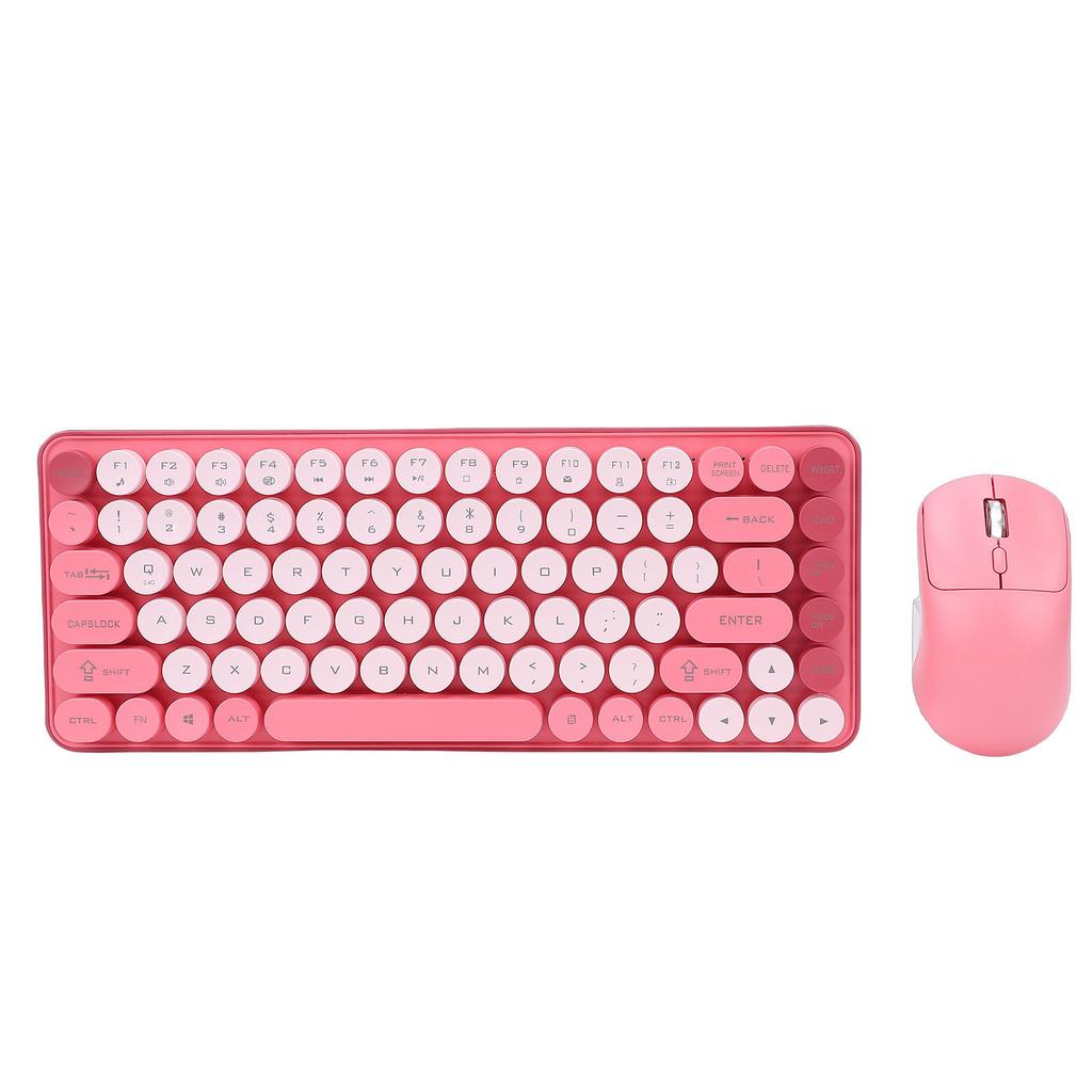 Wireless Bluetooth Keyboard and Mouse Combo 2.4G Dual Mode 85 Key Round Keycaps Keyboard Support for Windows