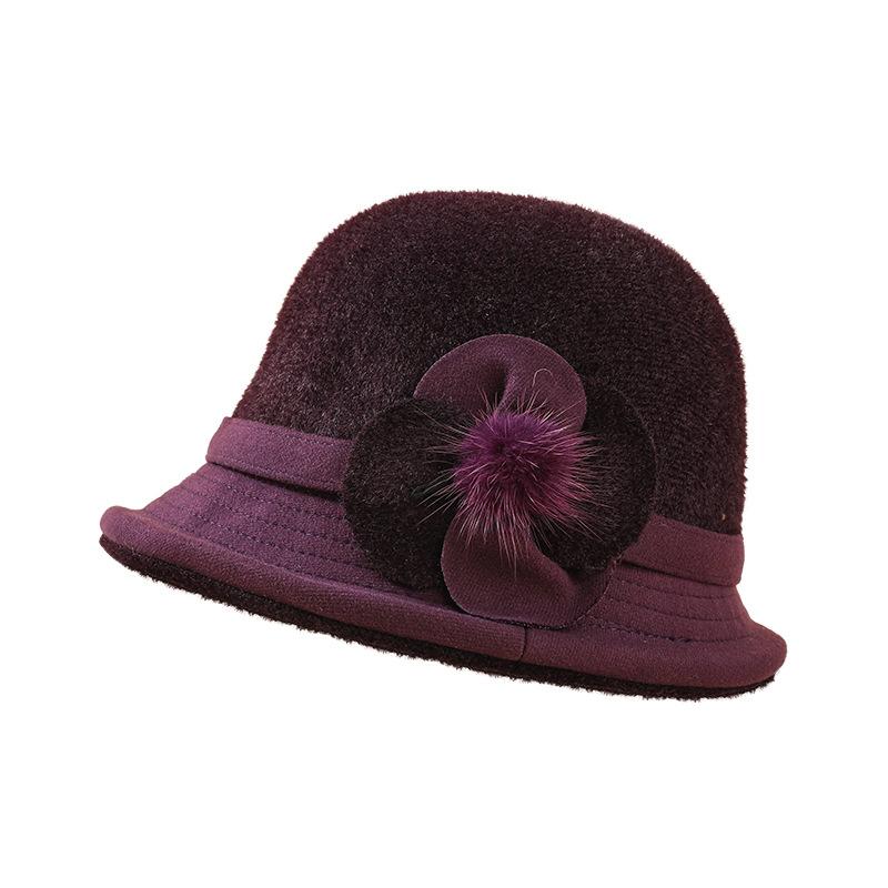 Autumn and Winter New Mink Bucket Hat Women's Warm Elegant British Retro Basin Hat Temperament Versatile Show a Small Face
