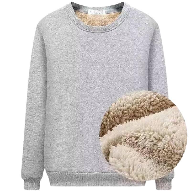 Men's Black Velvet Fleece Sweatshirt: Warm, Loose-Fit Round Neck Top for Autumn/Winter