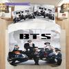 Bts Globale Musik-Sensation Dreiteiliges Set (1 Bettbezug + 2 Kissenbezüge, ohne Füllung) 2D flaches Weihnachts-Geburtstagsgeschenk Bettbezug und Kissenbezug