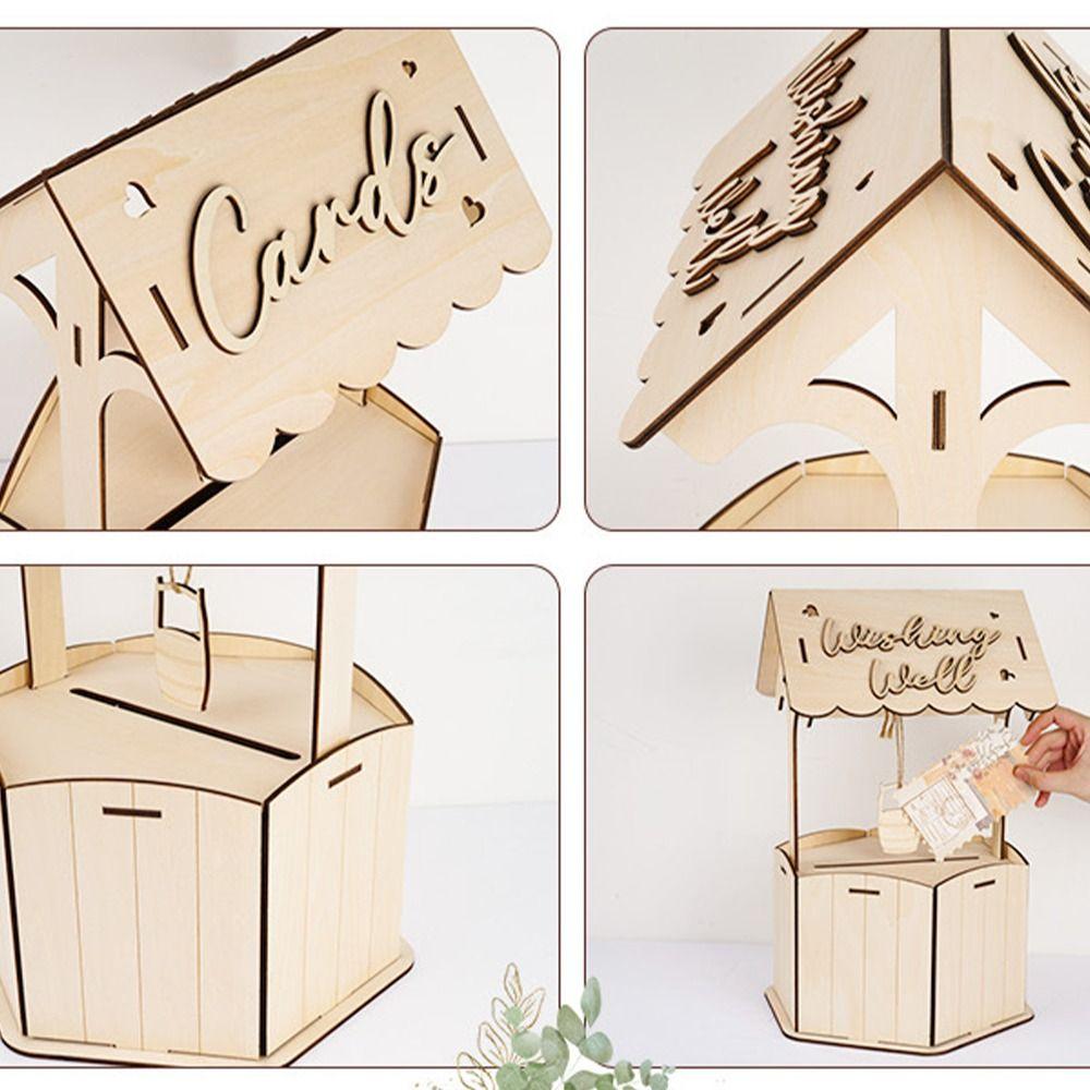 Rustic Wooden Gift Card Box Natural Receiving Box Wishes Wedding Card Box  Birthday Baby Shower