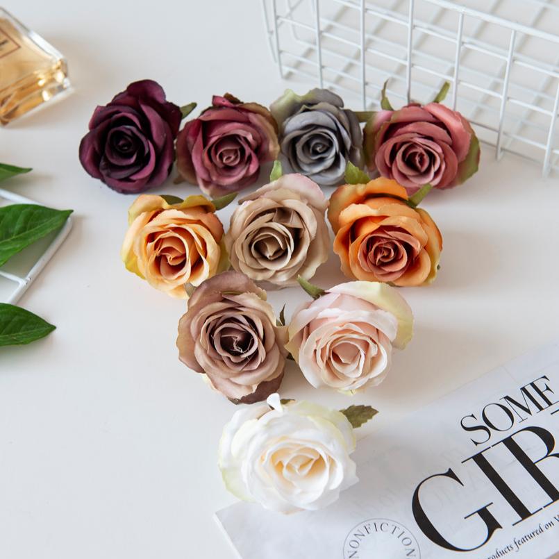 5/10Pcs Artificial Flowers Wall Silk Roses Cheap Diy Gifts Box Valentine's Day Present Home Decor Christmas Wedding Decorative