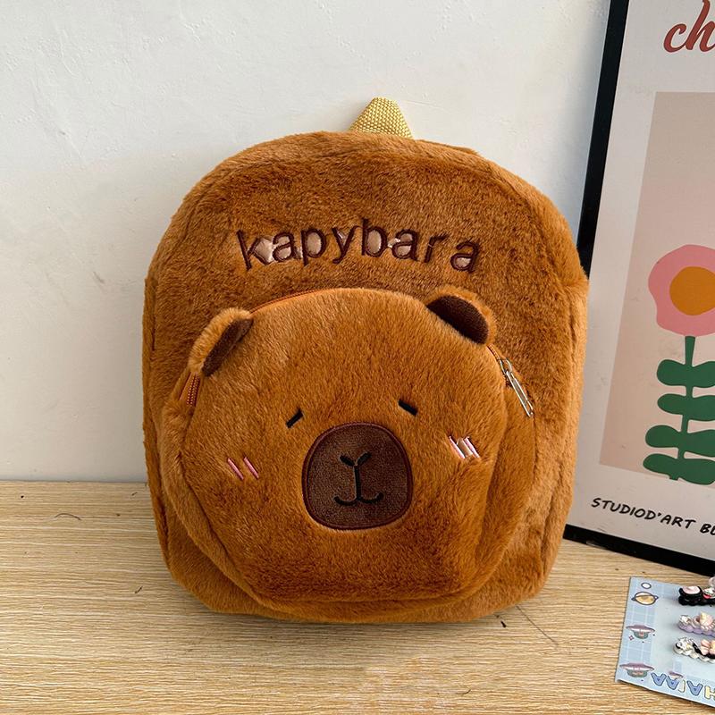 1Pc  Style Kapibala Doll Plush Backpacks Large Capacity Cartoon Capybara Backpack Plush Women Bag Gift For Kids