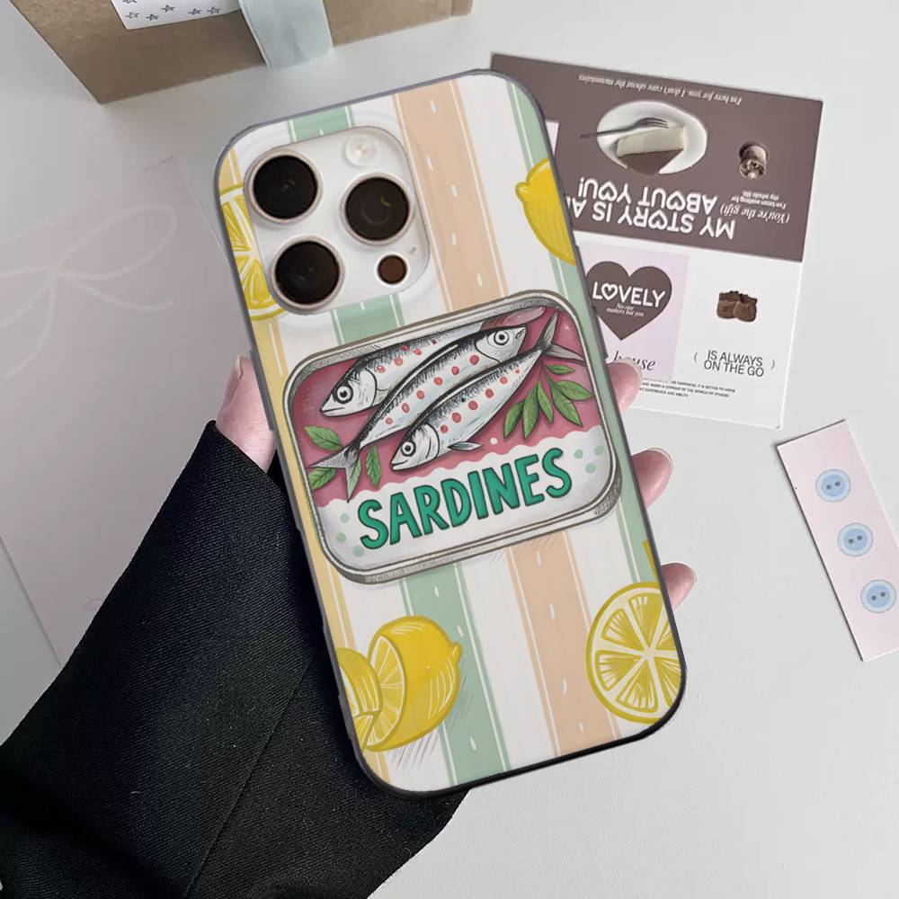 Sardines Soft Corrugated Transparent Phone Case For IPhone 17 15 16 11 12 13 14 Pro Max Plus Pro