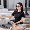 Niche Irregular Hem Shoulder-Baring Women's Short-Sleeve T-Shirt - 2025 Summer Trend