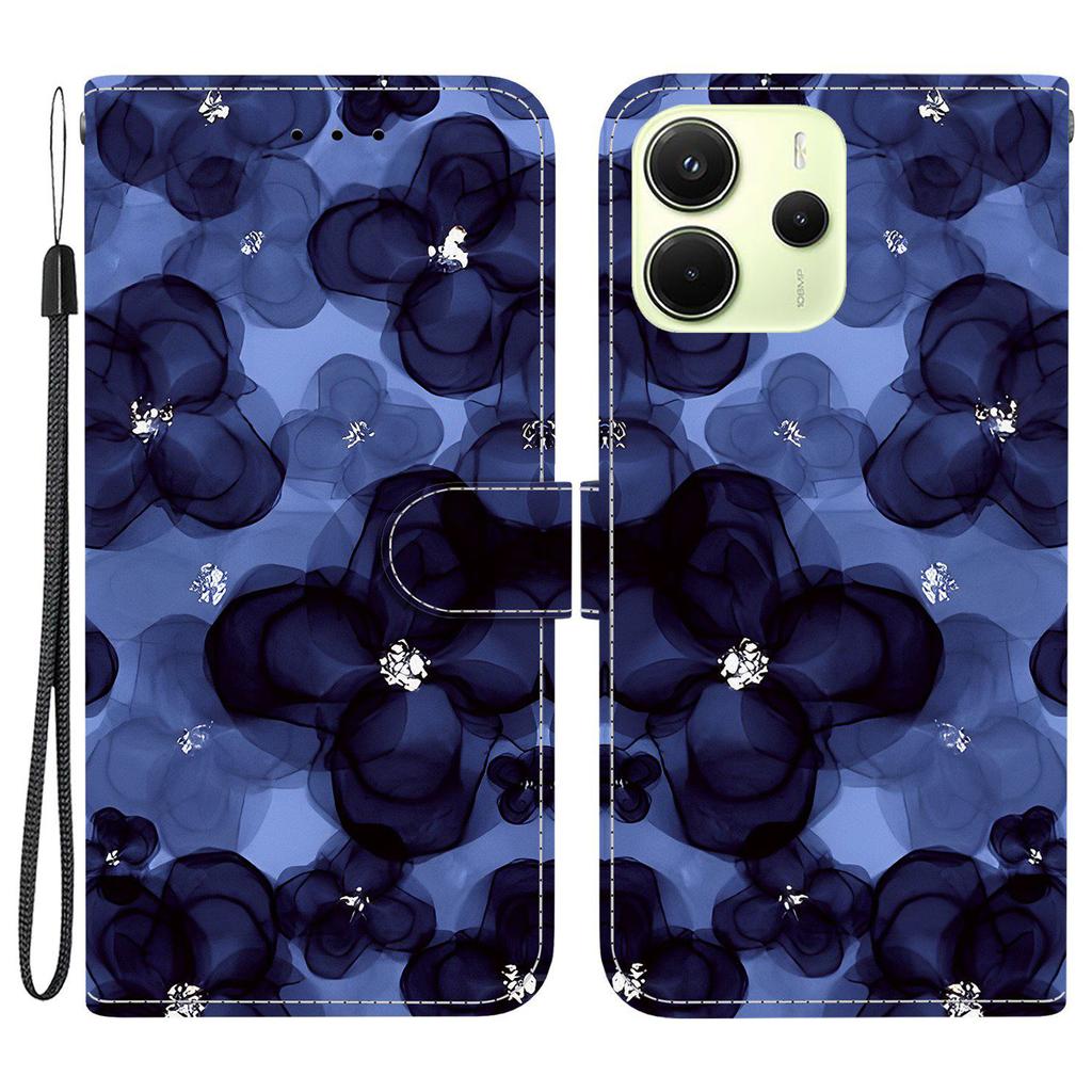 Für Xiaomi Redmi Note 14 4G (163,25 mm) Geldbörsenhülle Musterdruck Leder Ständer Handyhülle mit Riemen